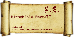 Hirschfeld Rezső névjegykártya